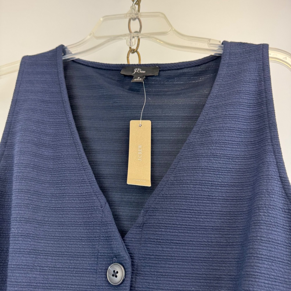 J.Crew Tank Top Women's Small Navy Button Front Tie Waist L8137 NWT - Picture 9 of 16